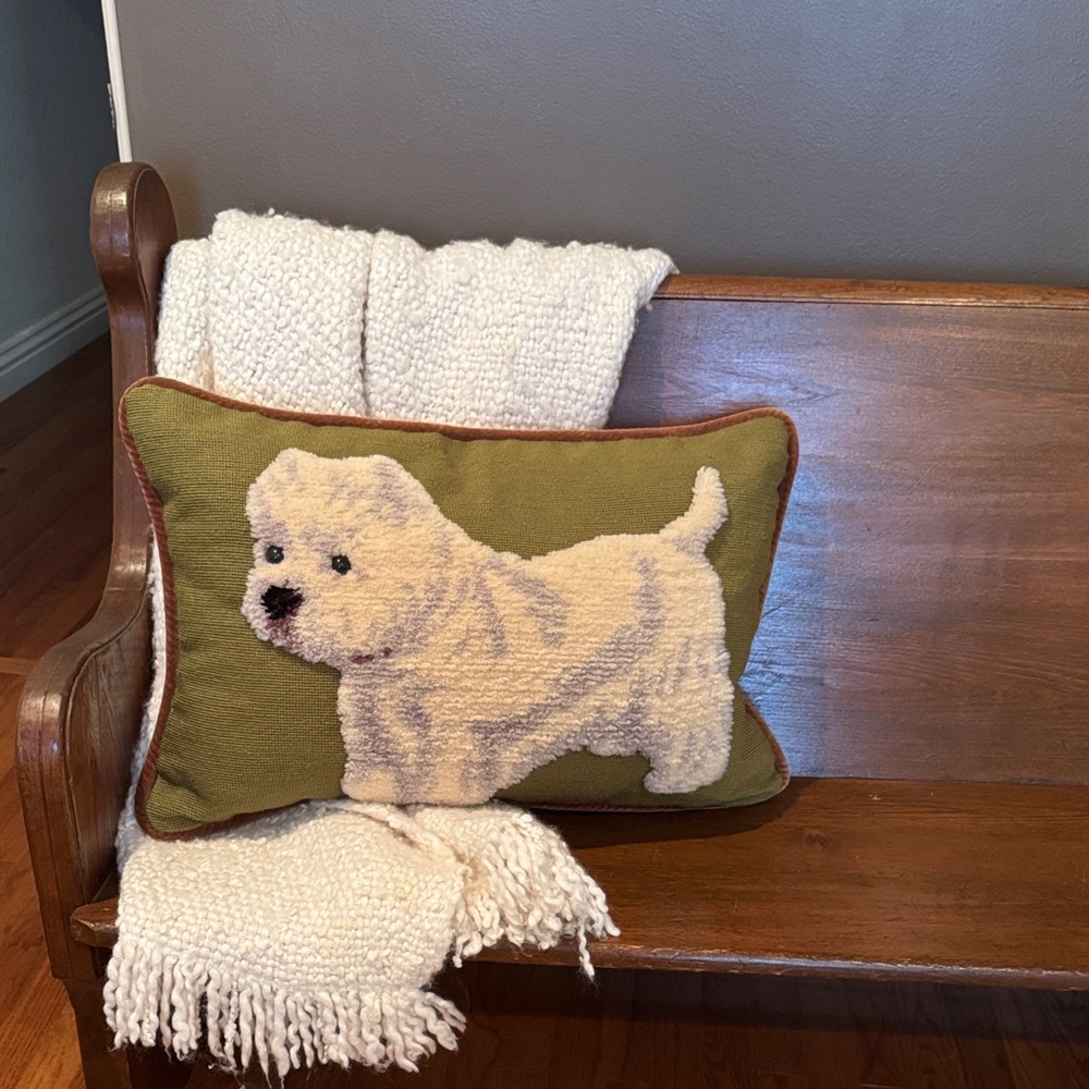 Westie Dog Accent Pillow - Green and White. Super cute pillow!